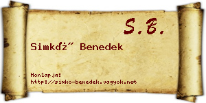 Simkó Benedek névjegykártya