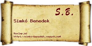 Simkó Benedek névjegykártya